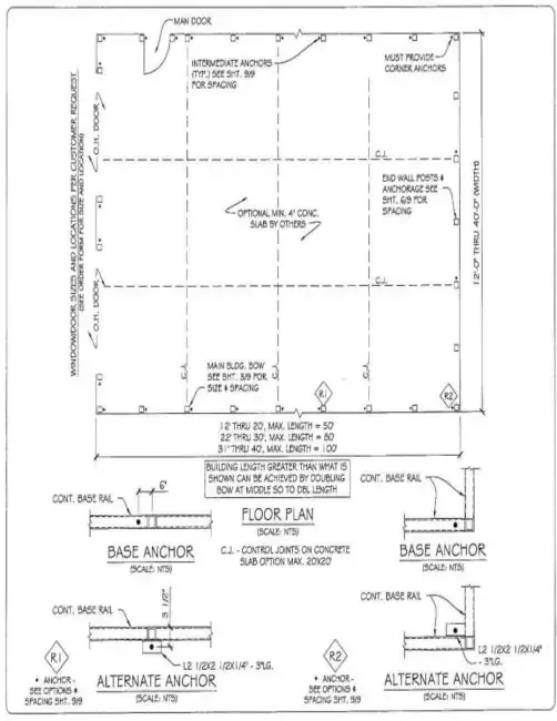 Building Plans and Drawings for Metal Buildings building drawing 2 - Sample blueprint and construction plans