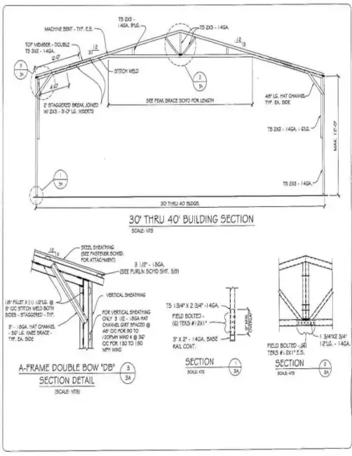 Building Plans and Drawings for Metal Buildings building drawing 4 - Sample blueprint and construction plans
