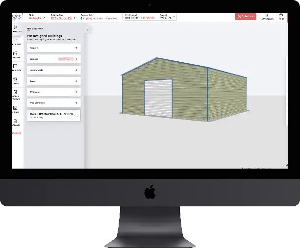 Button 3D Builder Metal Buildings And Red Iron Buildings